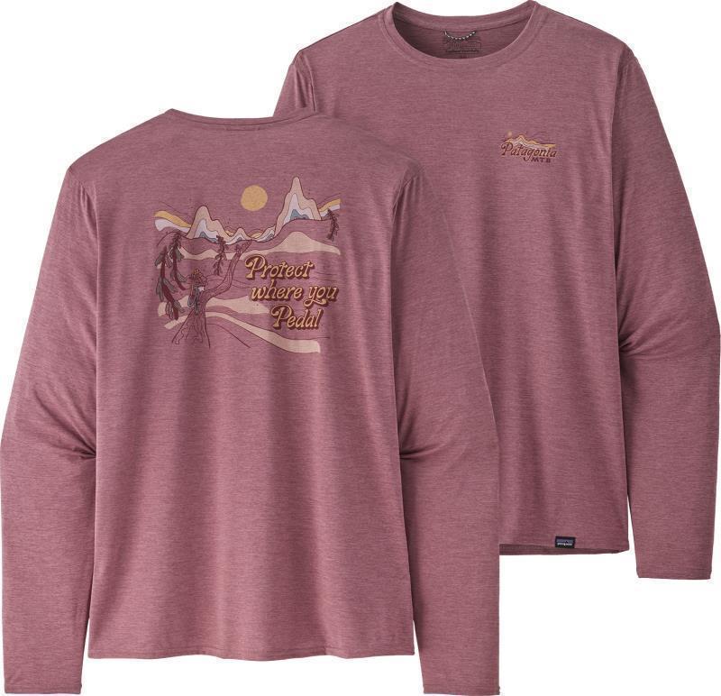 Capilene Cool Daily Graphic LS Shirt - Lands - Mens - Protect Pedal / Evening Mauve X-Dye 1