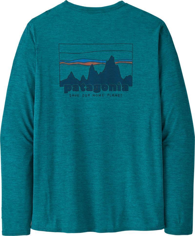 Capilene Cool Daily Graphic LS Shirt - Mens - 73 Skyline / Belay Blue X-Dye 3