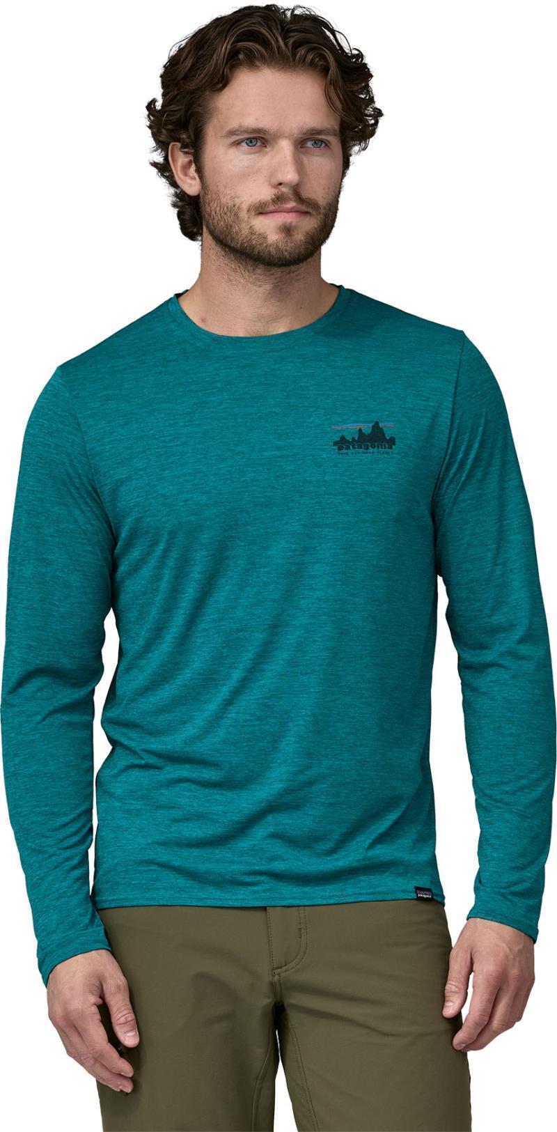 Capilene Cool Daily Graphic LS Shirt - Mens - 73 Skyline / Belay Blue X-Dye 4