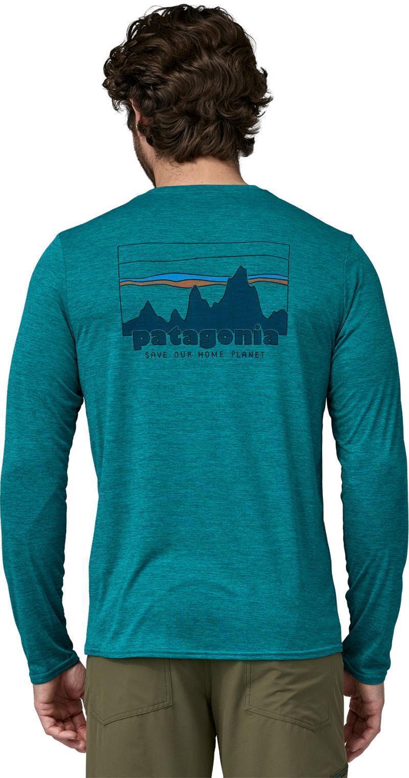 Capilene Cool Daily Graphic LS Shirt - Mens - 73 Skyline / Belay Blue X-Dye 5
