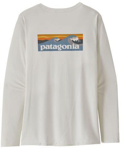 Capilene Cool Daily Graphic LS Shirt - Waters - Womens - Boardshort Logo Light Plume Grey / White 1