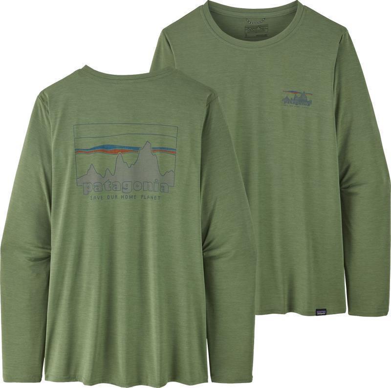 Capilene Cool Daily Graphic LS Shirt - Womens - 73 Skyline / Sedge Green X-Dye 1