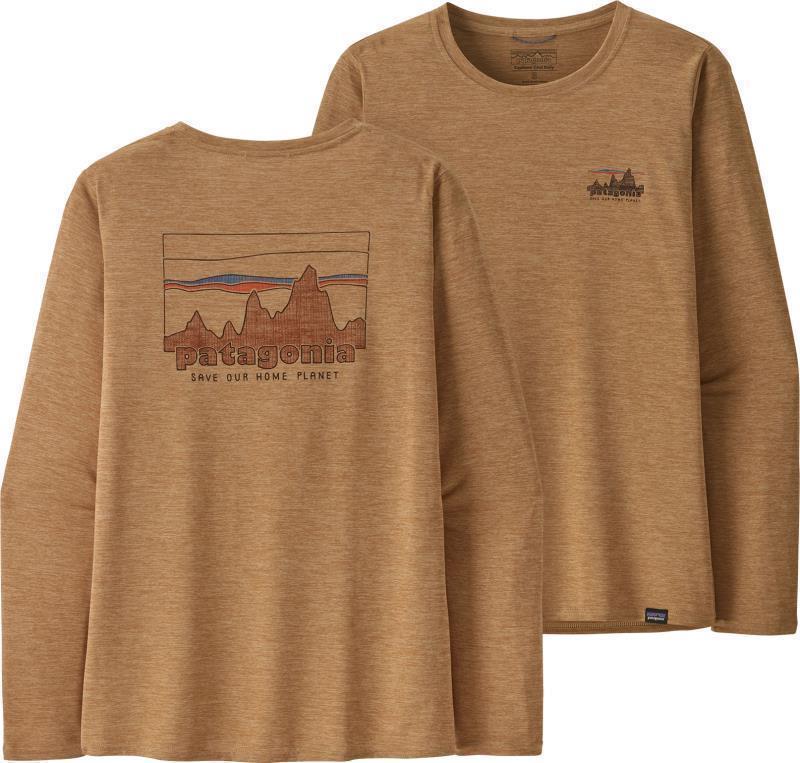 Capilene Cool Daily Graphic LS Shirt - Womens - 73 Skyline / Tinamou Tan X-Dye 1