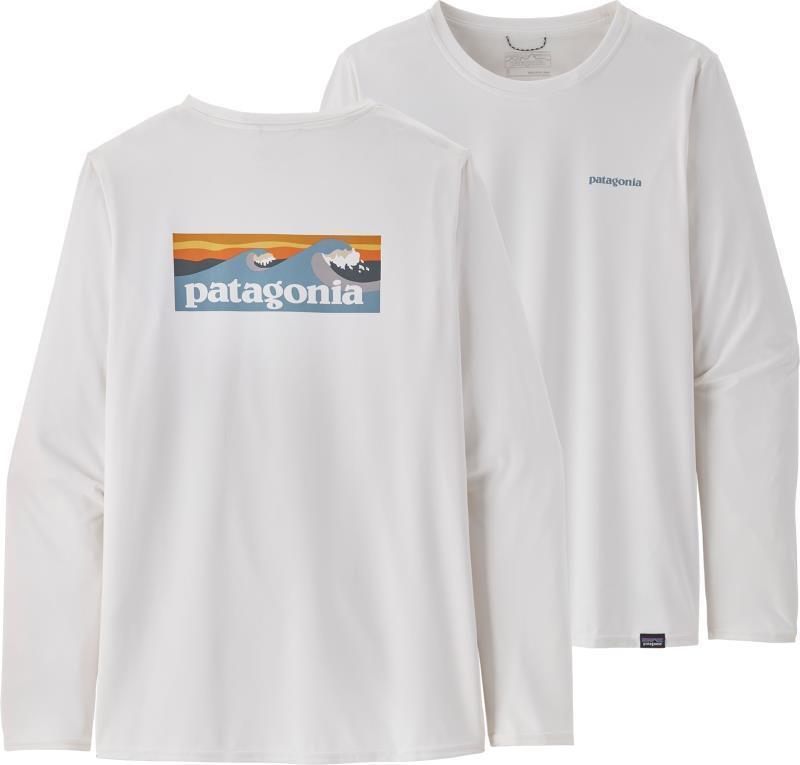 Capilene Cool Daily Graphic LS Shirt - Womens - Boardshort Logo Light Plume Grey / White 1
