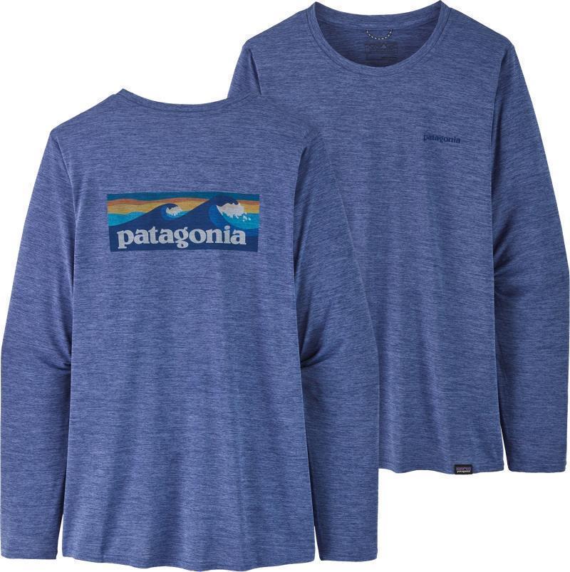 Capilene Cool Daily Graphic LS Shirt - Womens - Boardshort Logo / Current Blue X-Dye 1