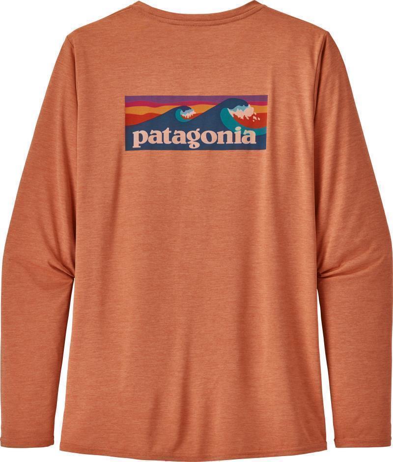 Capilene Cool Daily Graphic LS Shirt - Womens - Boardshort Logo / Mellow Melon X-Dye 3