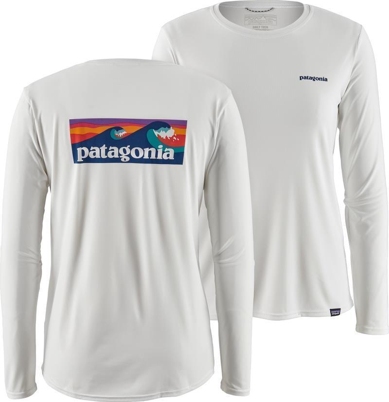 Capilene Cool Daily Graphic LS Shirt - Womens - Boardshort Logo / White 1