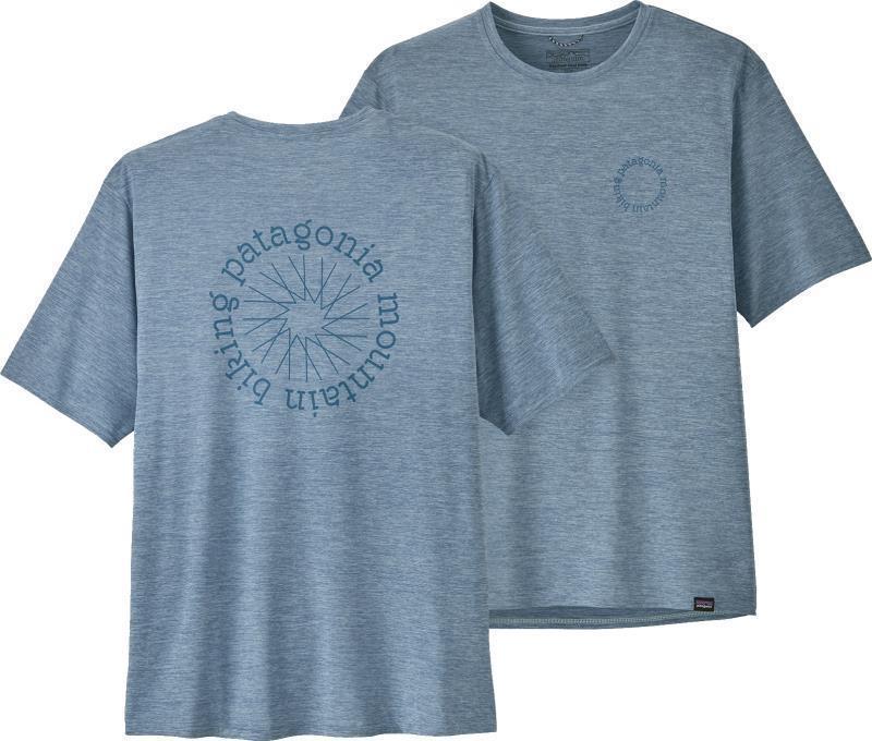 Capilene Cool Daily Graphic Shirt - Lands - Mens - Spoke Stencil / Steam Blue X-Dye 1