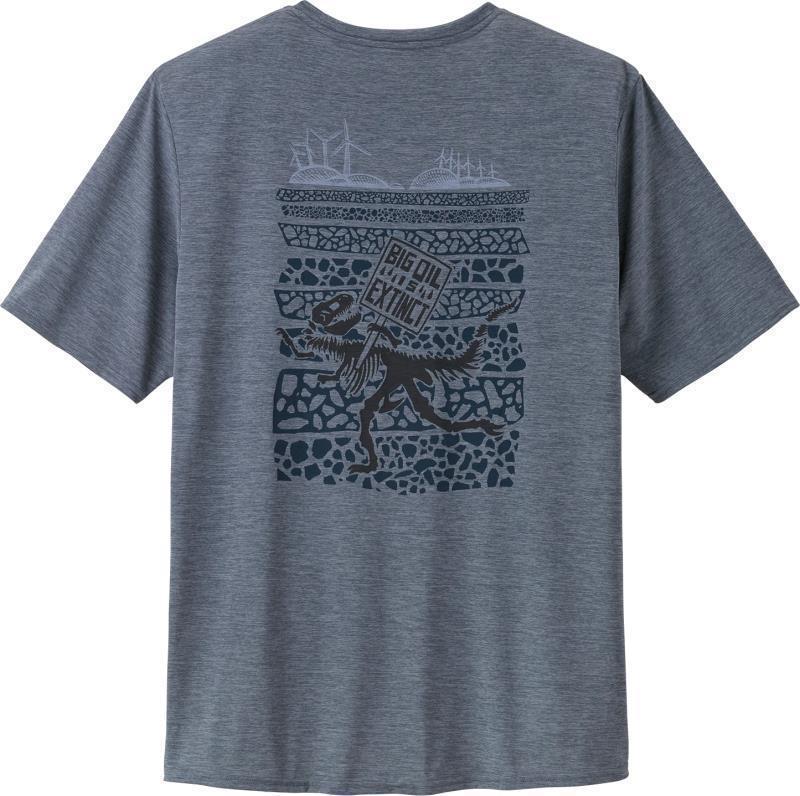 Capilene Cool Daily Graphic Shirt - Mens - Big Oil is Extinct / Plume Grey X-Dye 3