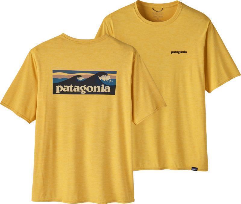 Capilene Cool Daily Graphic Shirt - Waters - Mens - boardshort logo / surfboard yellow x-dye 1