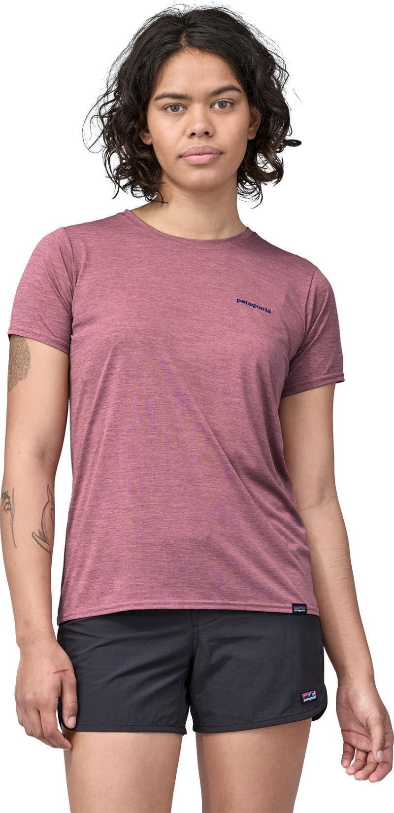 Capilene Cool Daily Graphic Shirt - Waters - Womens - boardshort logo / evening mauve x-dye 1