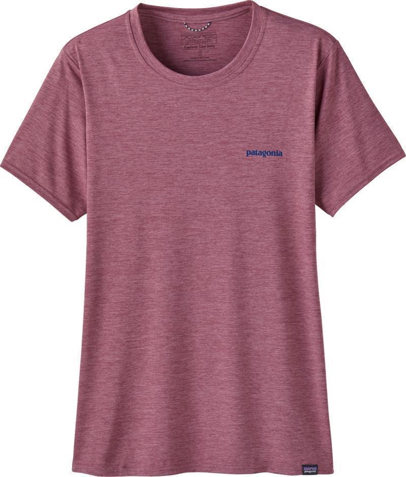 Capilene Cool Daily Graphic Shirt - Waters - Womens - boardshort logo / evening mauve x-dye 1