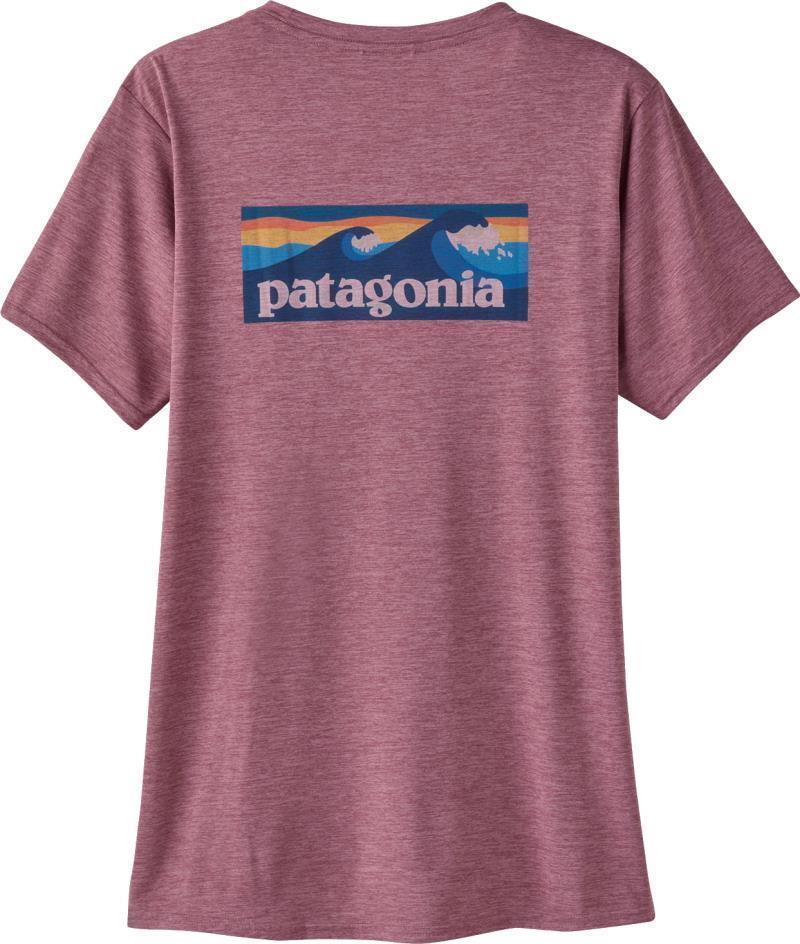 Capilene Cool Daily Graphic Shirt - Waters - Womens - boardshort logo / evening mauve x-dye 1