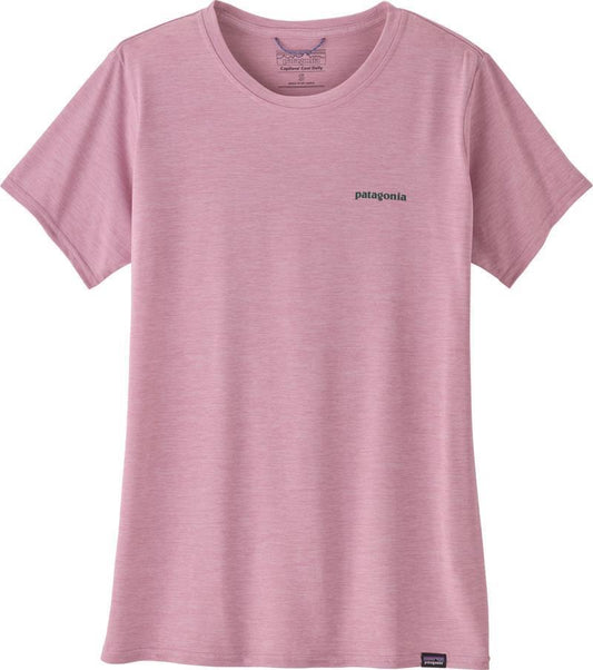 Capilene Cool Daily Graphic Shirt - Waters - Womens - boardshort logo / milkweed mauve x-dye 1