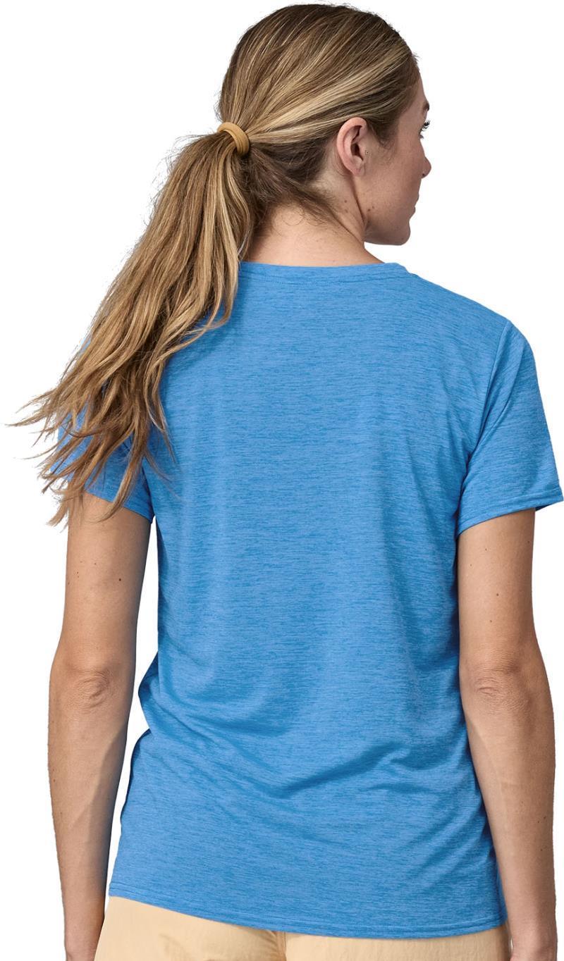 Capilene Cool Daily Graphic Shirt - Waters - Womens - sunrise rollers / vessel blue x-dye 1