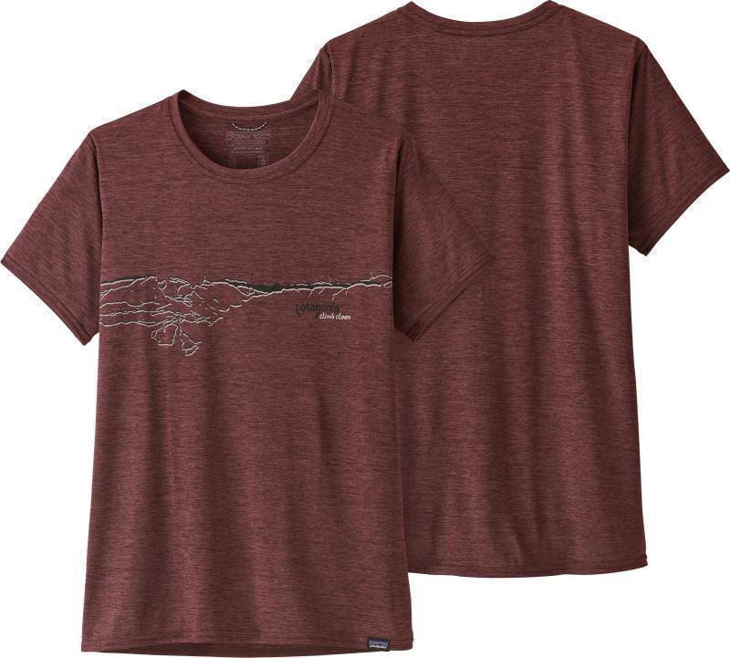 Capilene Cool Daily Graphic Shirt - Womens - Cochamo Crack / Dark Ruby X-Dye 1