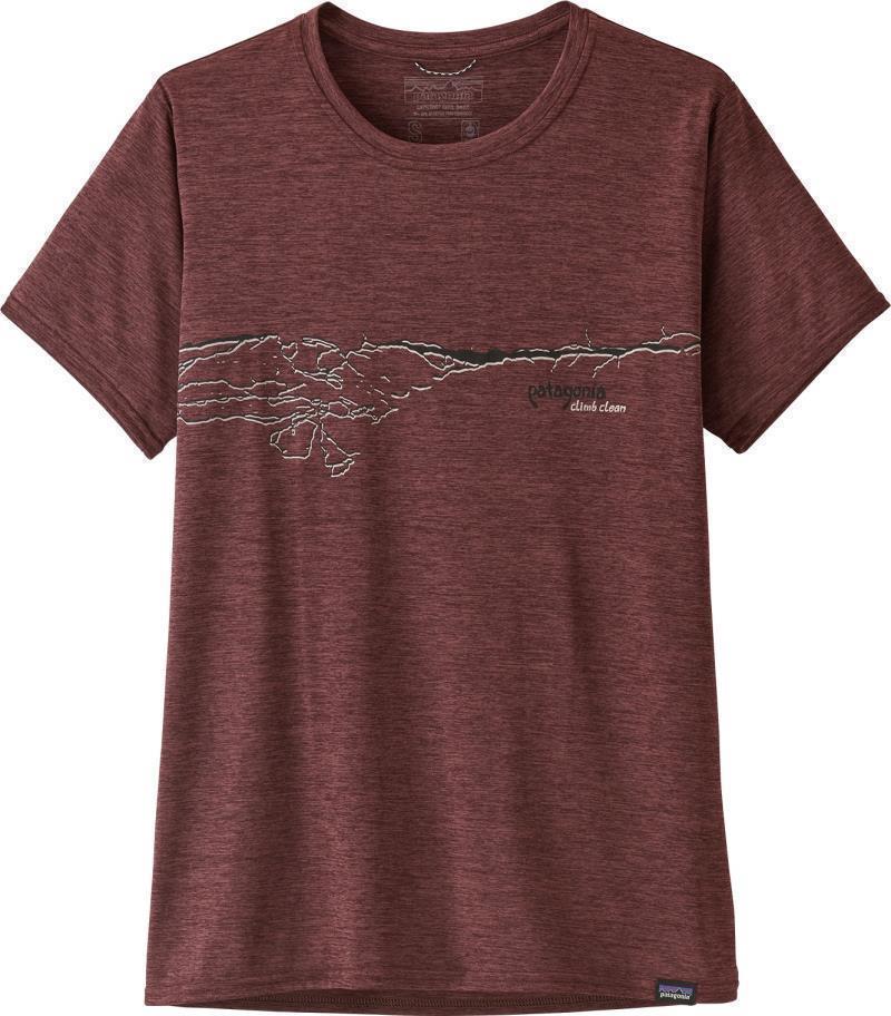 Capilene Cool Daily Graphic Shirt - Womens - Cochamo Crack / Dark Ruby X-Dye 2