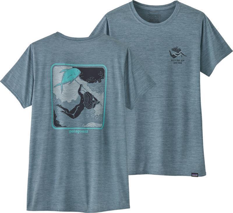Capilene Cool Daily Graphic Shirt - Womens - Defend Our Oceans / Light Plume Grey X-Dye 1