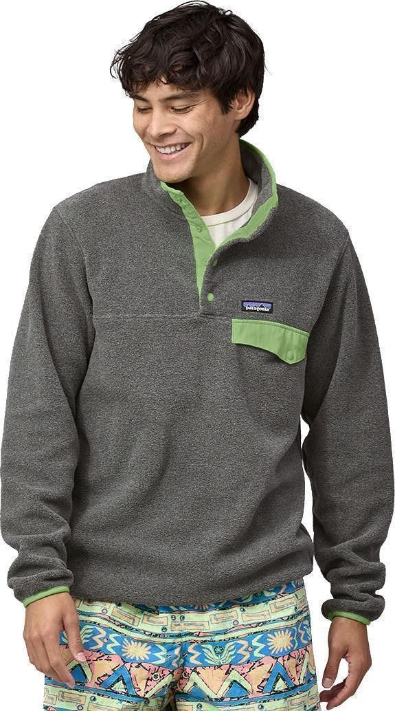 Lightweight Synchilla Snap-T Pullover - Mens - nickel w/salamander green 1