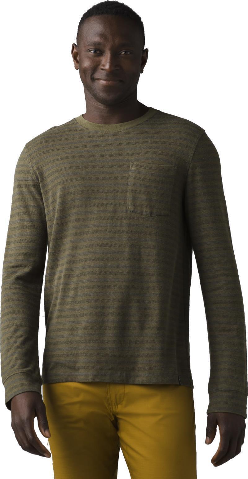 Cardiff LS Pocket T-Shirt - Slim - Mens - Green Stripe 1