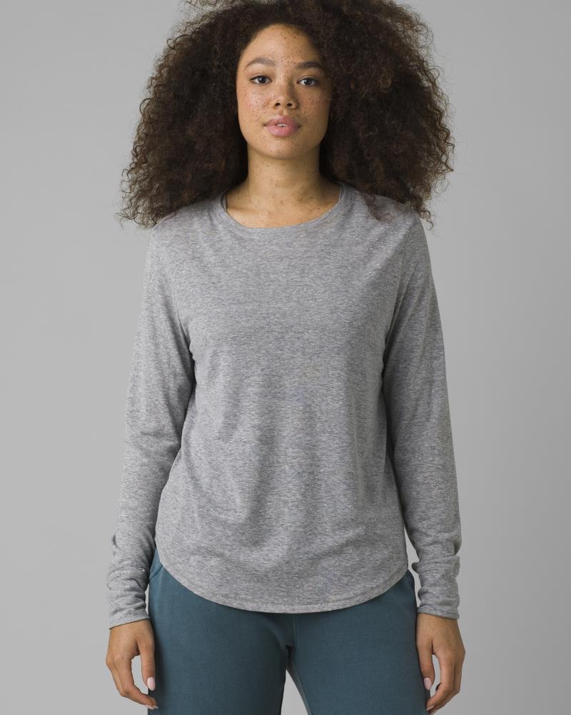 Cozy Up LS Tee - Womens - Heather Grey 2