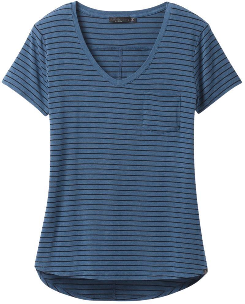 Foundation SS V-Neck - Womens - Admiral Heather Stripe 1