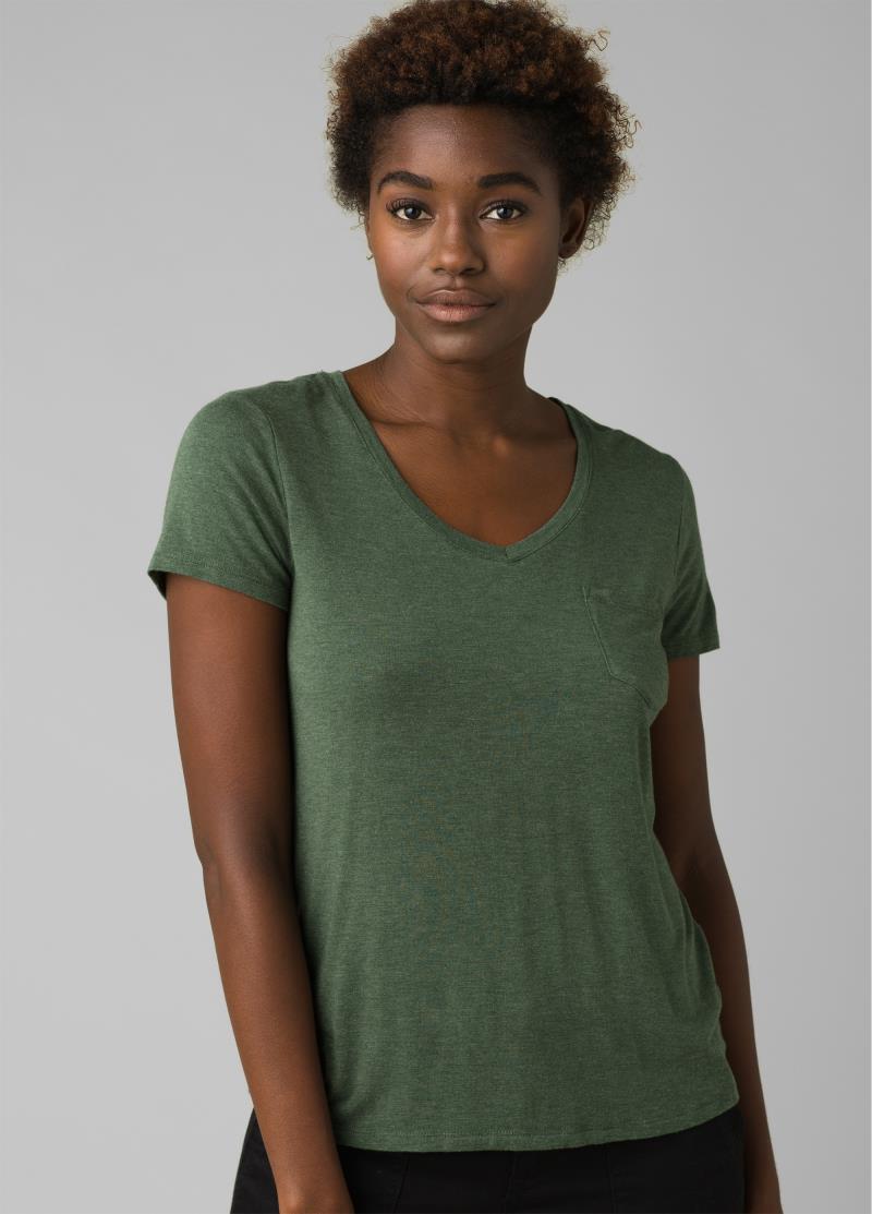 Foundation SS V-Neck - Womens - Canopy Heather 2