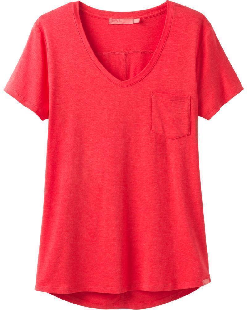 Foundation SS V-Neck - Womens - Carmine Pink Heather 1