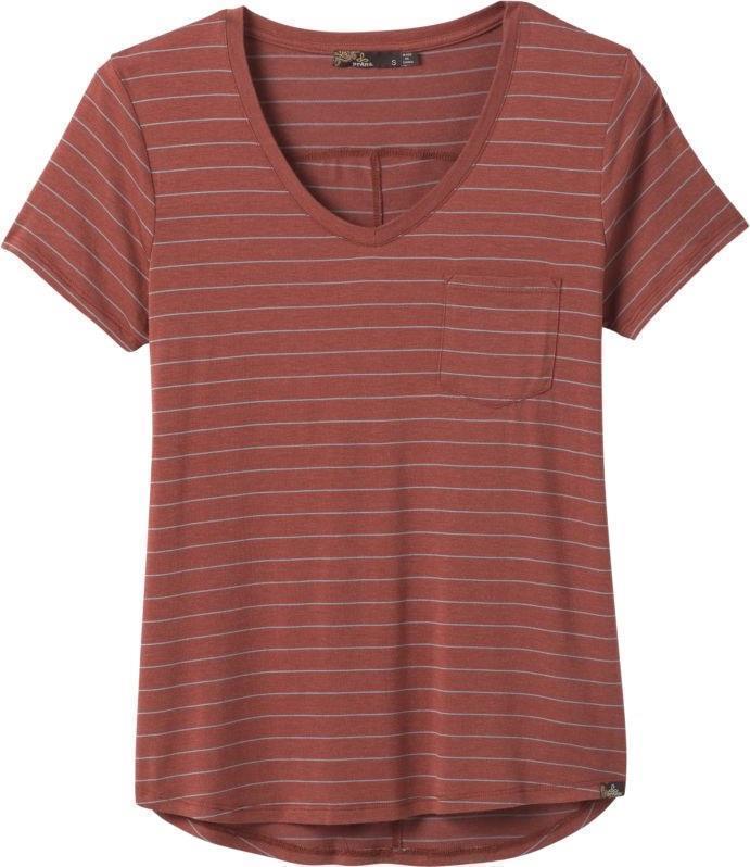 Foundation SS V-Neck - Womens - Chai Heather Stripe 1