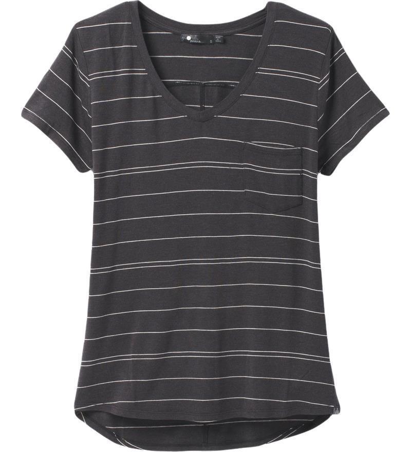 Foundation SS V-Neck - Womens - Charcoal Heather Stripe 1