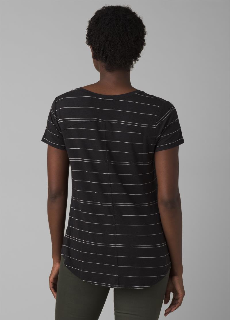Foundation SS V-Neck - Womens - Charcoal Heather Stripe 3