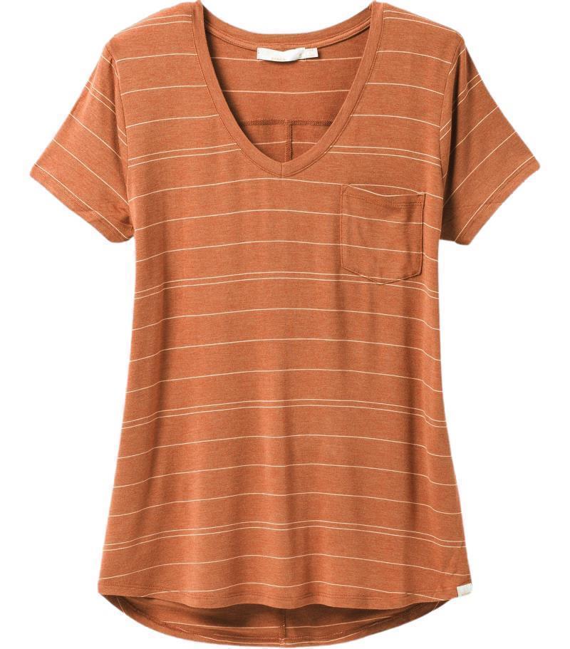 Foundation SS V-Neck - Womens - Copper Heather Stripe 1