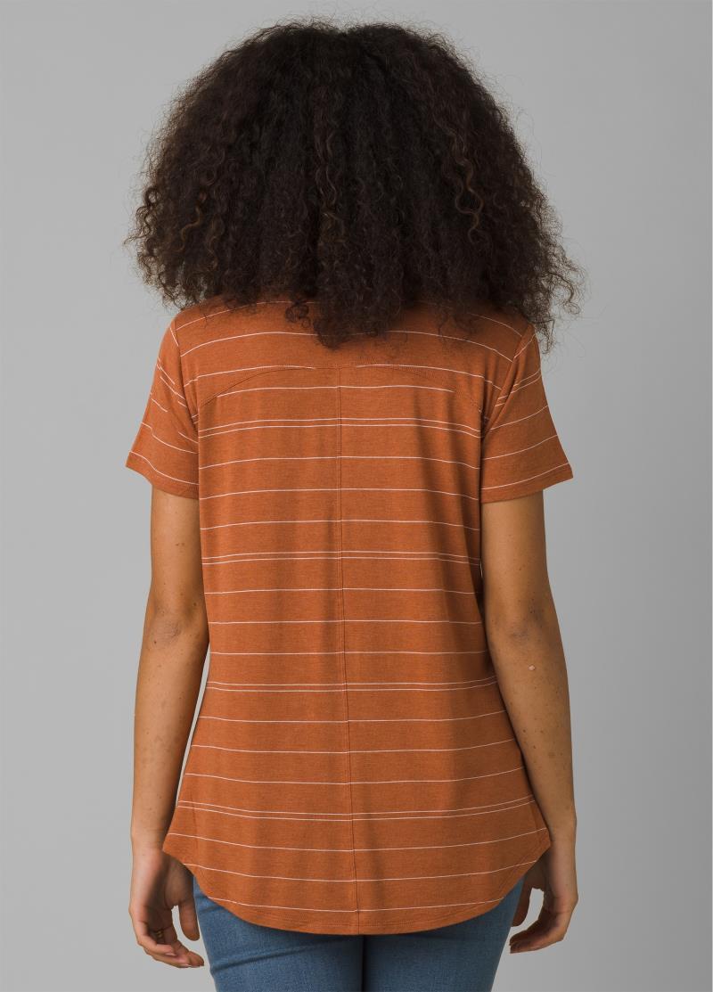 Foundation SS V-Neck - Womens - Copper Heather Stripe 3