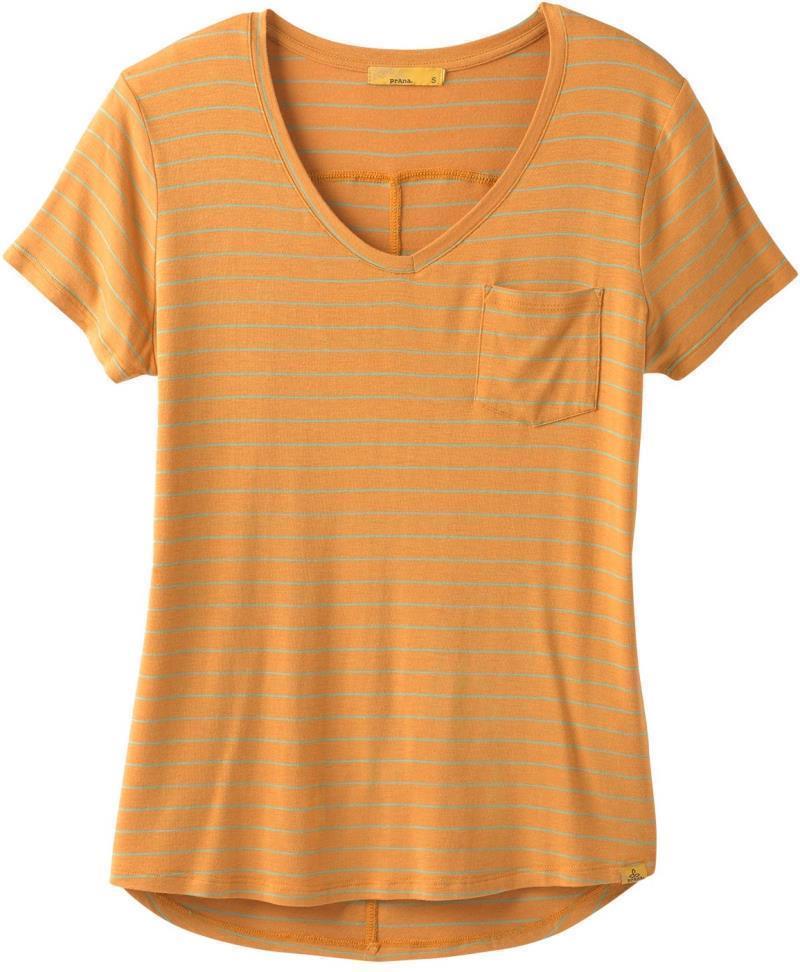 Foundation SS V-Neck - Womens - Curry Heather Stripe 1