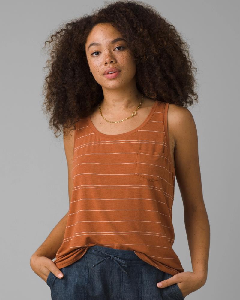 Foundation Scoop Neck Tank - Womens - Copper Heather Stripe 2