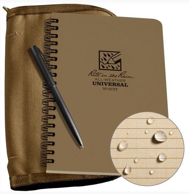 Side Spiral Kit - Tan Cover, 3 x 5" Notebook + Clicker Pen - Tan 1