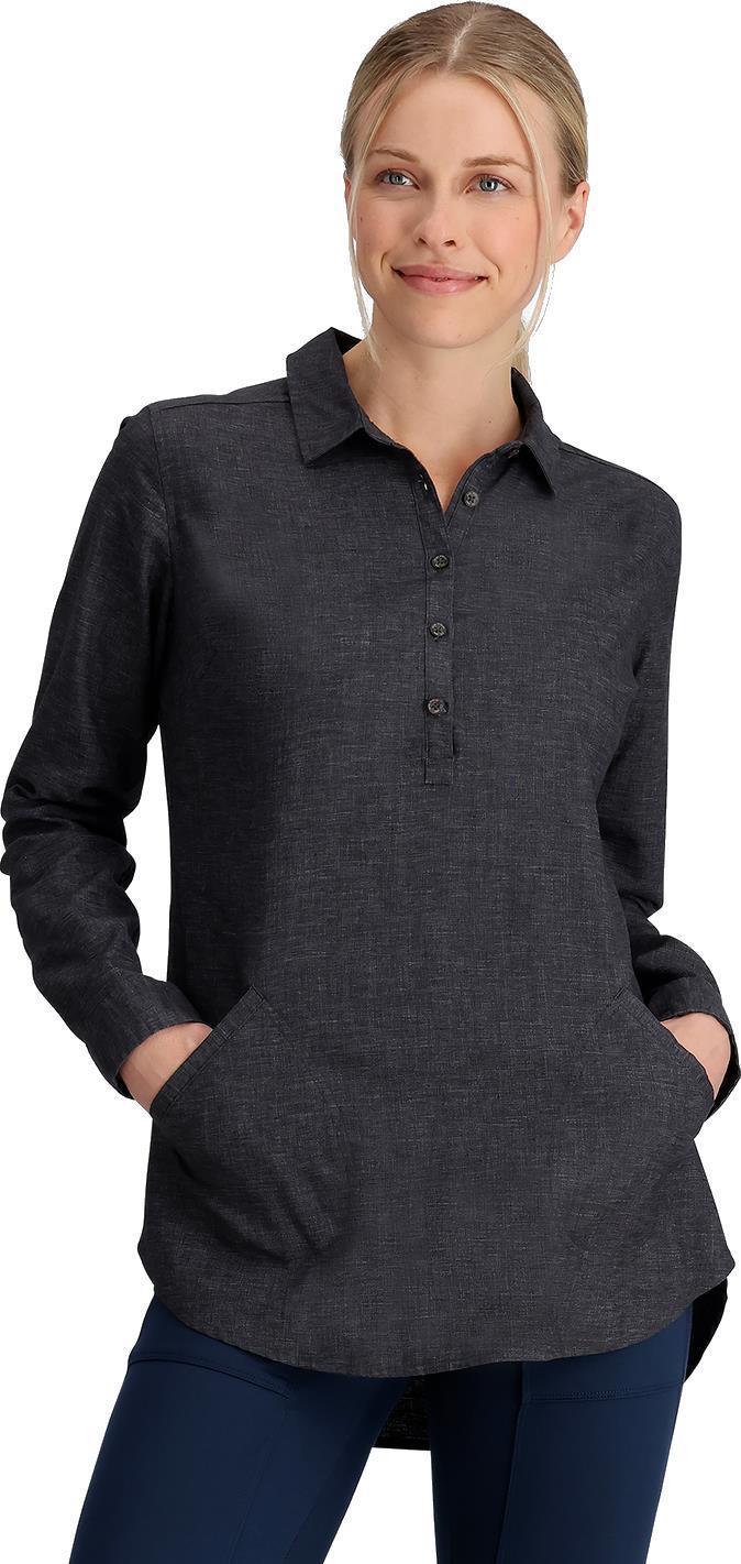 Hemp Chambray LS - Womens - Asphalt 2