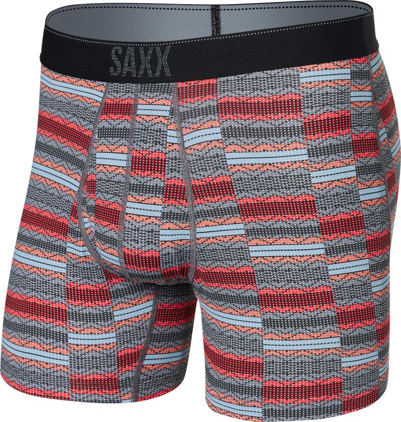 Quest Quick Dry Mesh Boxer Brief Fly, 5" Inseam - Mens - asher stripe-red 1