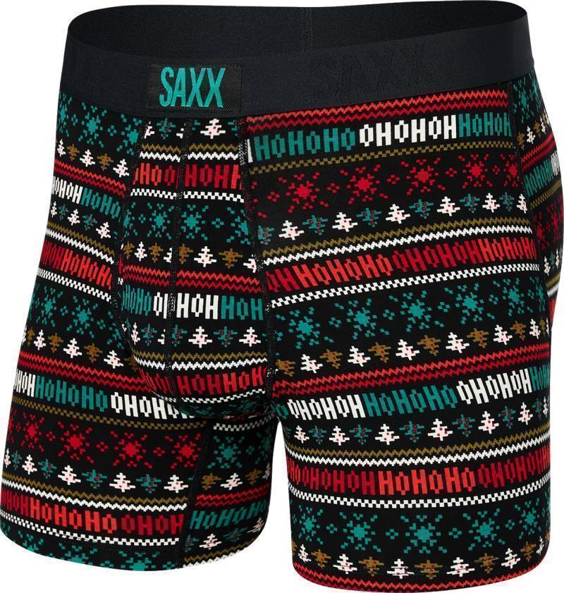Ultra Super Soft Boxer Brief Fly, 5" Inseam - Mens - Holiday Sweater-Black 1