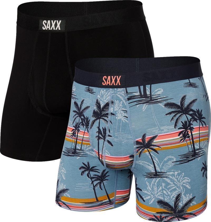 Ultra Super Soft Boxer Brief Fly, 5" Inseam - Mens - 2 Pack - Beach Vibe Stripe / Black 1
