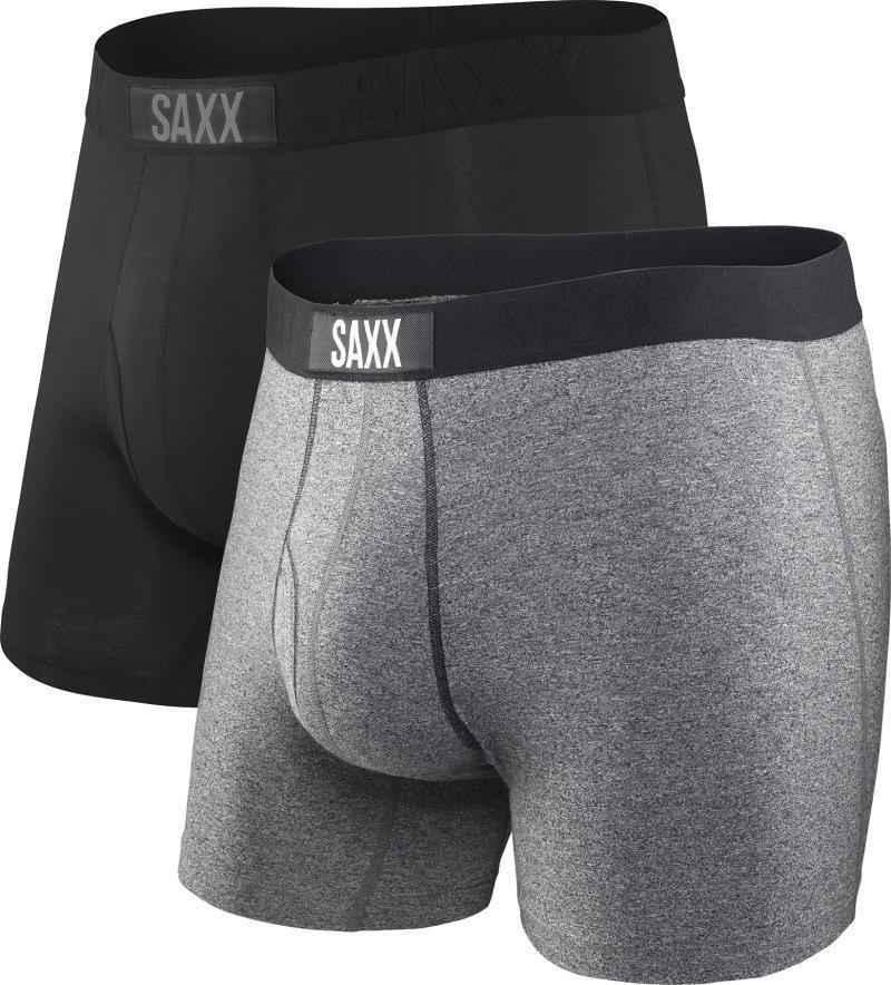 Ultra Super Soft Boxer Brief Fly, 5" Inseam - Mens - 2 Pack - Black / Grey 1