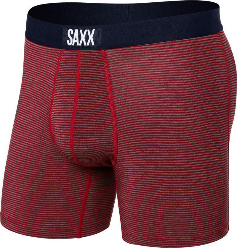 Vibe Super Soft Boxer Brief, 5" Inseam - Mens - Mini Stripe-Cherry 1