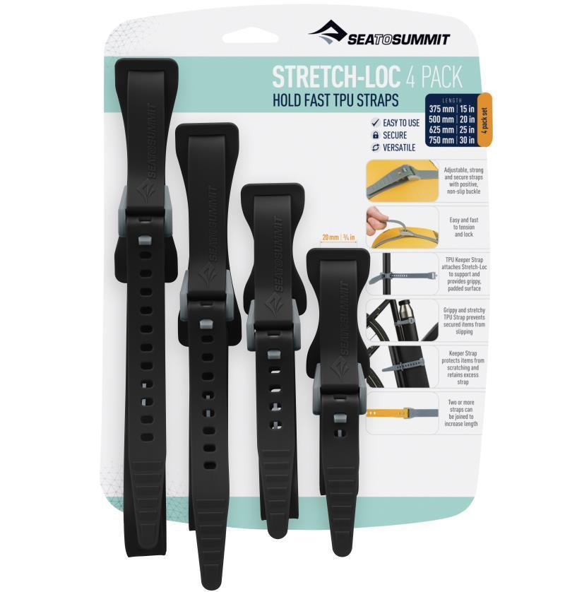 Stretch-Loc TPU Straps Set: All Sizes x 20mm (3/4") - 4 Pack - Black 1