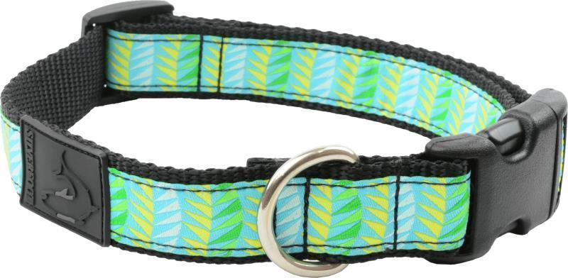 Dog Clip Collar - Medium - 1" (Fits 14" to 21") - Jungle Leaf Blue 1