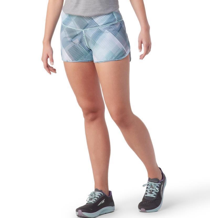 Active Lined Shorts - Womens - Bleached Aqua Mountain Plaid Print 2