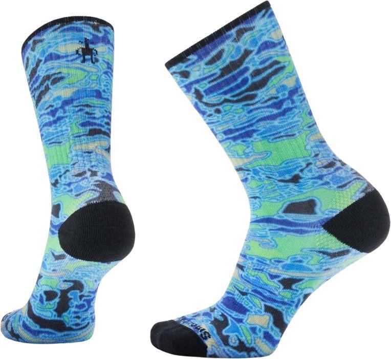 Athletic In a Daze Print Crew Socks - Unisex - Laguna Blue 1