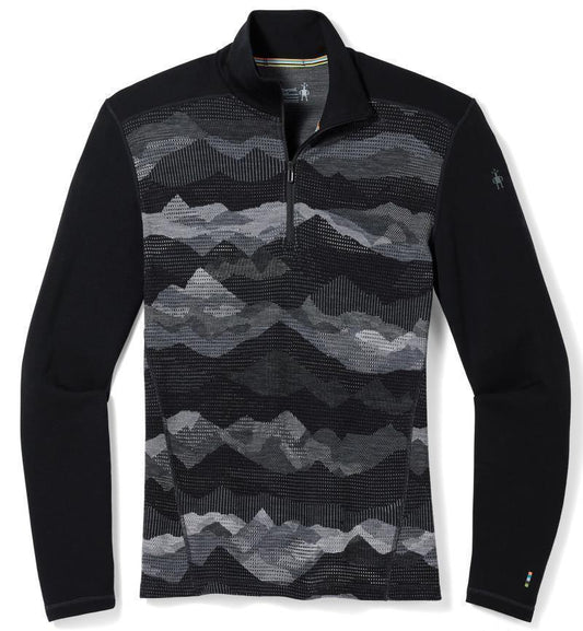 Classic Thermal (250) Merino Base Layer Pattern 1/4 Zip - Mens - Black Mountain Scape 1