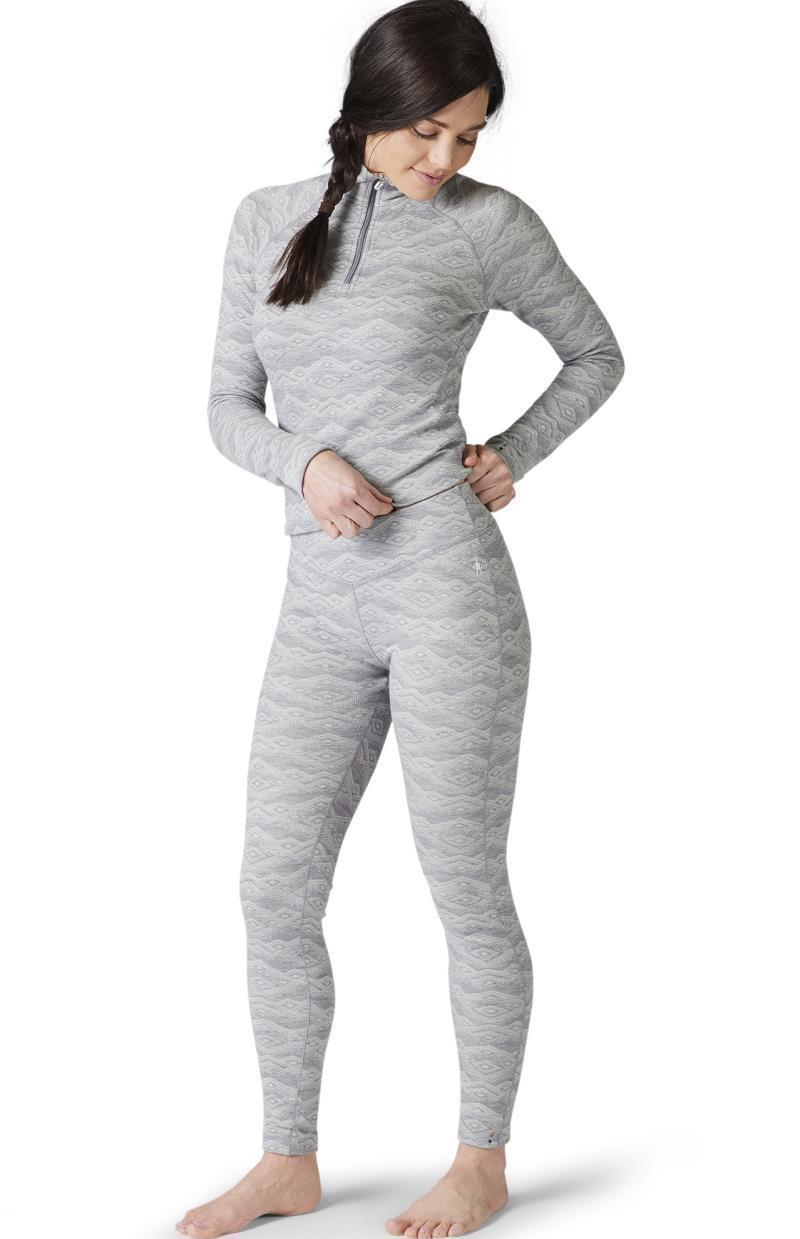 Classic Thermal (250) Merino Base Layer Pattern Bottoms - Womens - light gray mountain fairisle 1