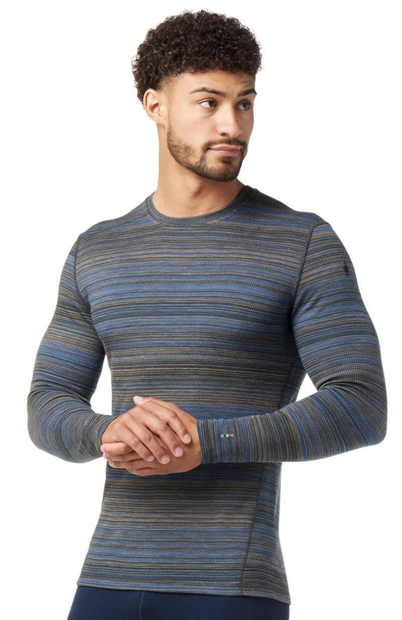 Classic Thermal (250) Merino Base Layer Pattern Crew - Mens - Laguna Blue Heather Color Shift 2
