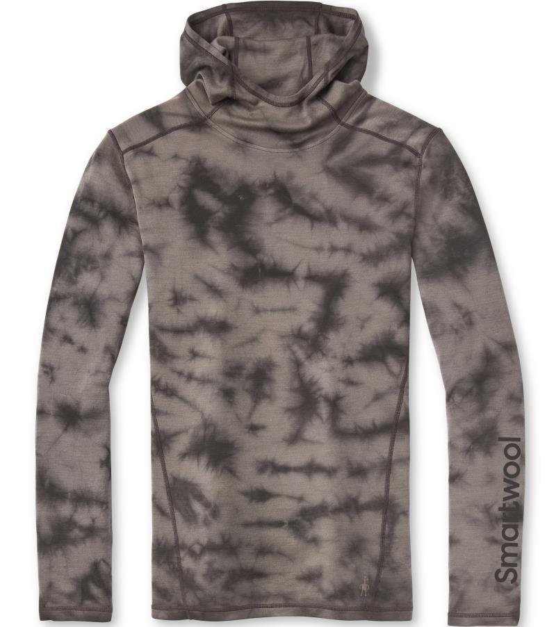 Classic Thermal (250) Plant-Based Dye Merino Base Layer Logo Hoodie - Mens - Black Marble Wash 1